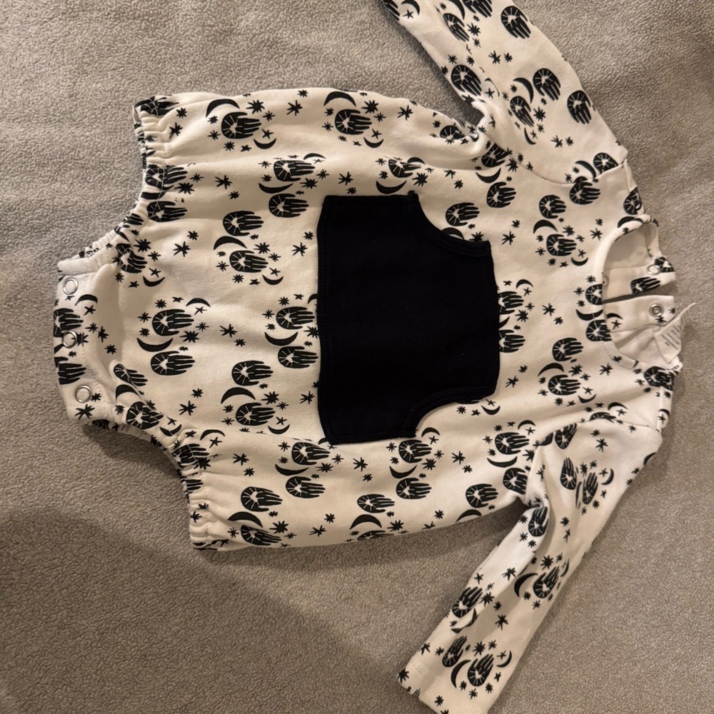 Kate Quinn Navy and White Celestial Baby Romper